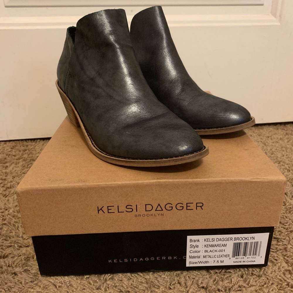 Black metallic booties worn Twice